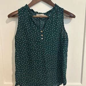 LOFT Green Ruffled Sleeveless Blouse Shell - Size S